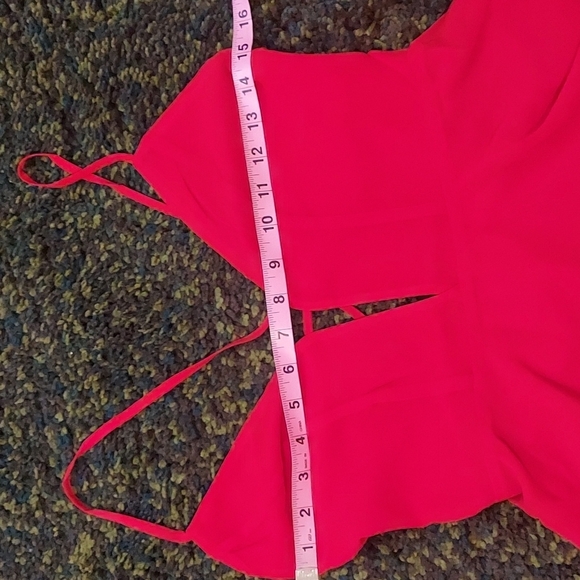 Bebe NEW Cross Back Chiffon Skater Dress Red Size 4 - Picture 11 of 17